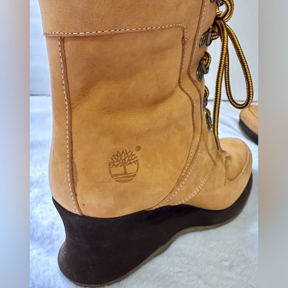 Timberland Women's Wedge Ankle Boots Nubuck Leather Wheat Waterproof 6 1/2 - Picture 4 of 16